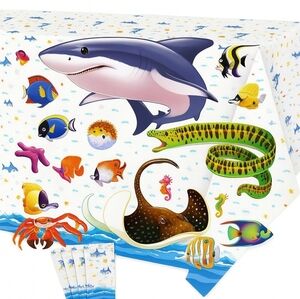 4 Tablecloths & Ocean Cutouts For Birthday Party Supply Supplies